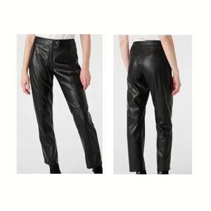 Karl Lagerfeld Faux Leather Pants Ankle Zipper Straight Leg Sz 8 Black $…